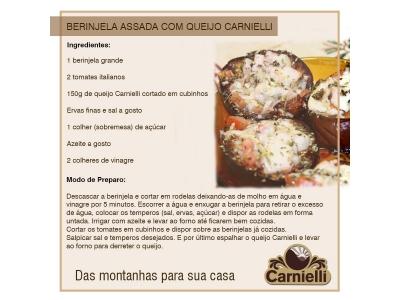 BERINJELA ASSADA COM QUEIJO CARNIELLI